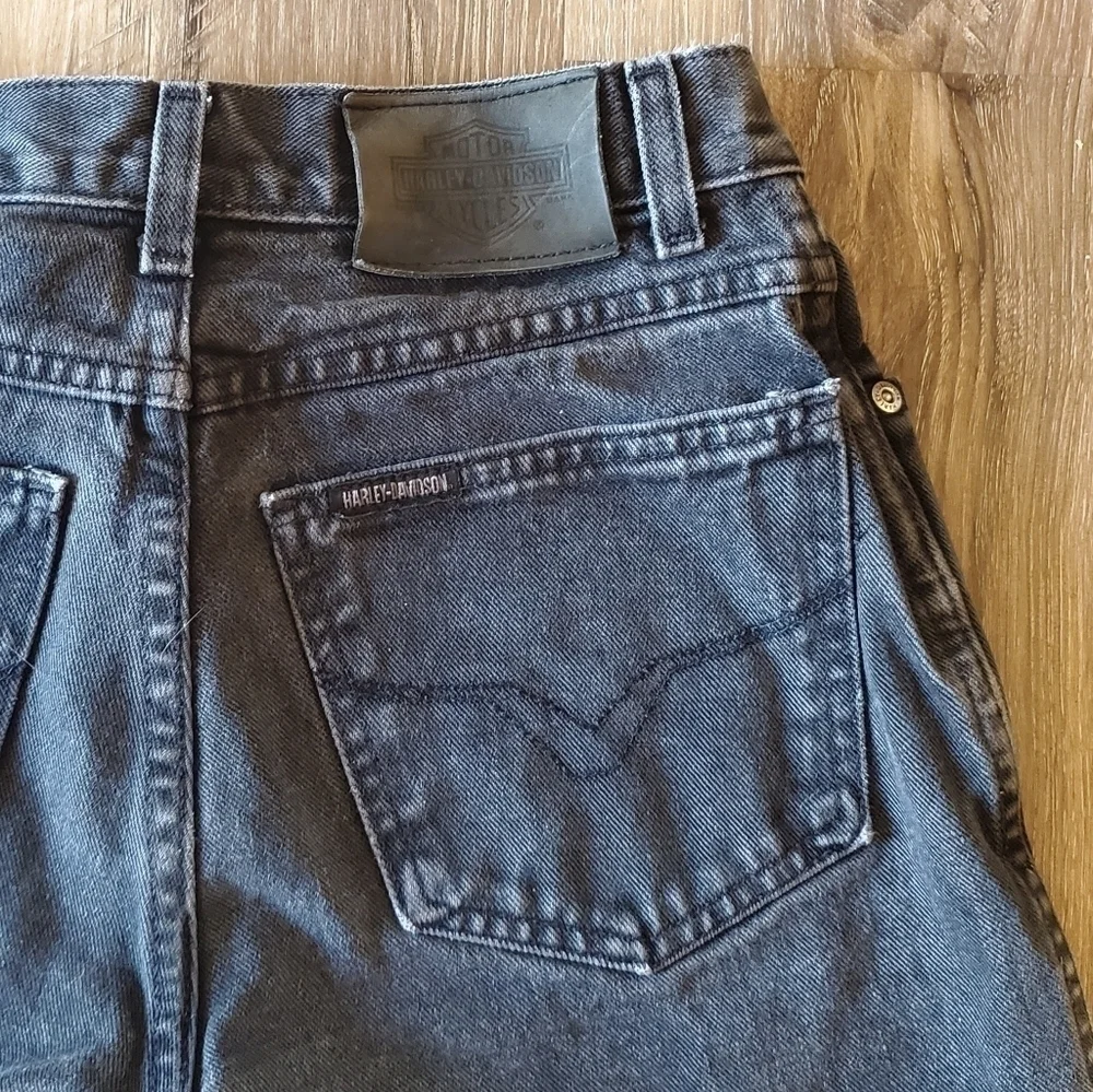 HARLEY Davidson Black Denim Shorts Size 4